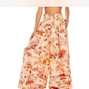 Agua Bendita Tropical Print Wide-Leg Pants